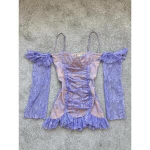 Loba Revolve Women’s Medium Corset Lace Lilac Colored Gloria Mini Dress
